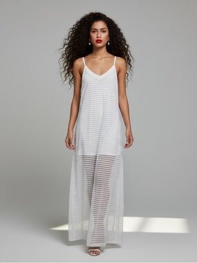Gitane White Striped Racerback Maxi Dress - Size M
